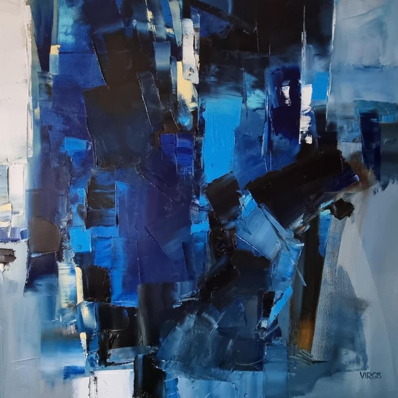 Painting Into the deepest blue by Virgis | Painting Abstract Minimalist Oil