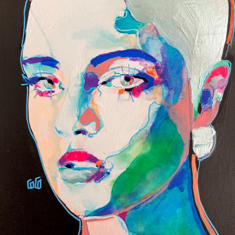 Painting Conversations Silencieuses «Soucieuse» by Coco | Painting Figurative Portrait Acrylic Ink