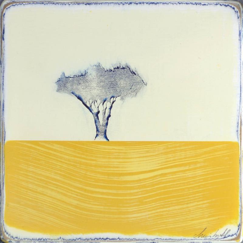 Peinture Comme un jaune arborescent #308 par ChristophL | Tableau Figuratif Paysages Minimaliste Bois Acrylique Encre