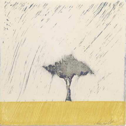 Painting Comme un jaune arborescent  #156 by ChristophL | Painting Figurative Acrylic, Ink, Wood Landscapes, Minimalist