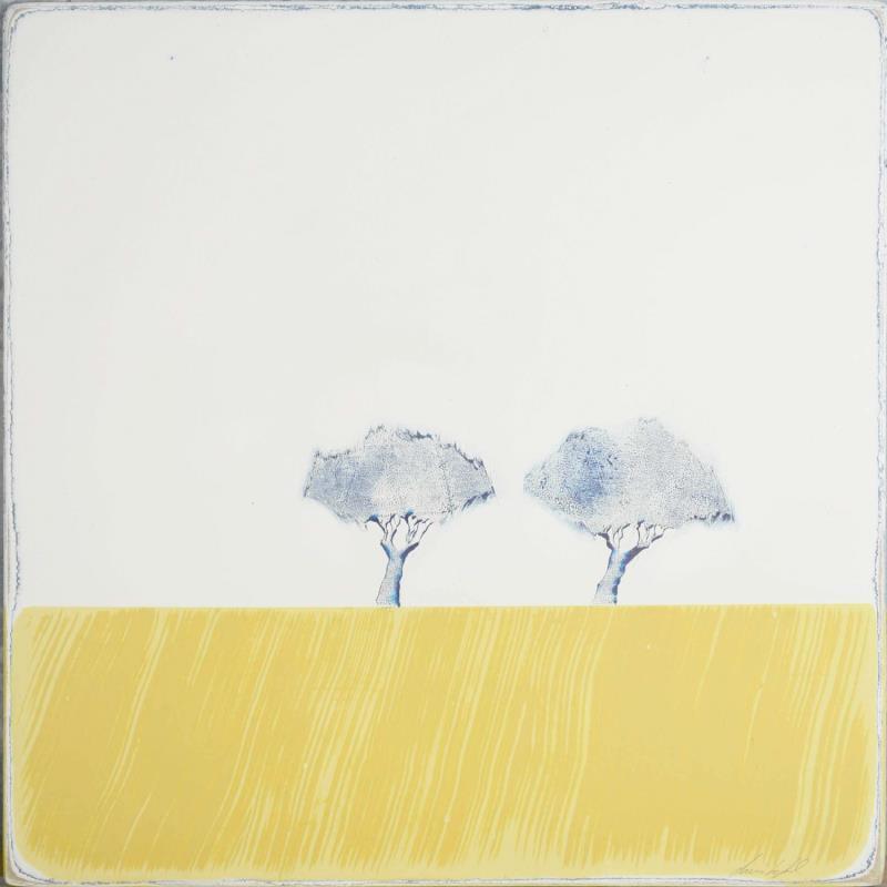 Painting Comme un jaune arborescent #284 by ChristophL | Painting Figurative Acrylic, Ink, Wood Landscapes, Minimalist