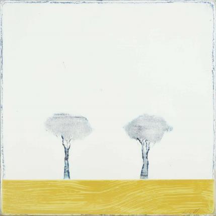 Gemälde Comme un jaune arborescent #339 von ChristophL | Gemälde Figurativ Acryl, Holz, Tinte Landschaften, Minimalistisch