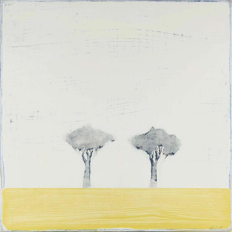 Gemälde Comme un jaune arborescent  #263 von ChristophL | Gemälde Figurativ Landschaften Minimalistisch Holz Acryl Tinte