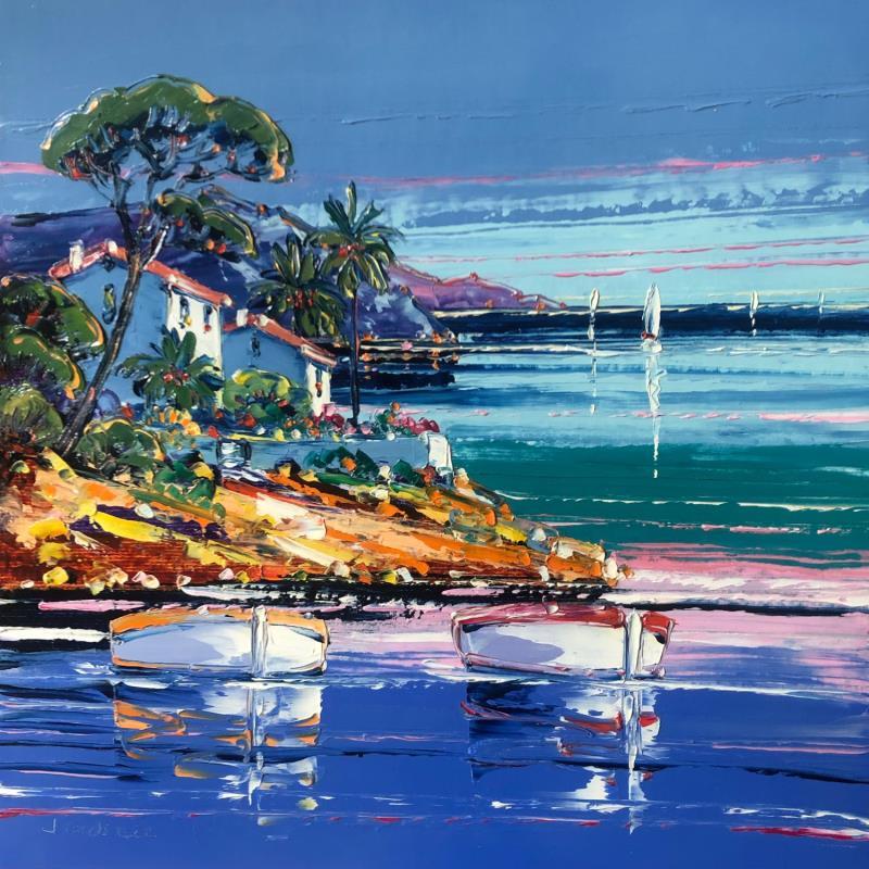 Painting Crique à Cap d'Antibes by Corbière Liisa | Painting Figurative Oil Landscapes, Marine