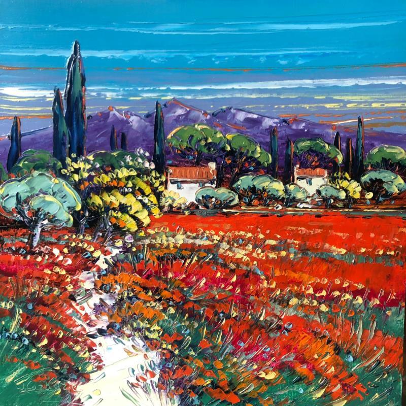 Painting Chemin aux jeunets et oliviers by Corbière Liisa | Painting Figurative Oil Landscapes