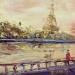 Painting Paris rose by Rodrigues Bené | Painting Figurative Urban Oil
