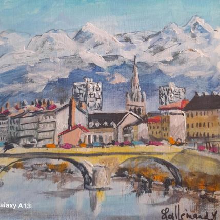 Painting Grenoble 1 by Lallemand Yves | Painting Figurative Acrylic Urban
