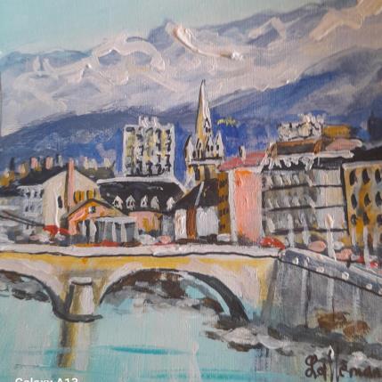 Peinture Grenoble 2 par Lallemand Yves | Tableau Figuratif Acrylique Urbain