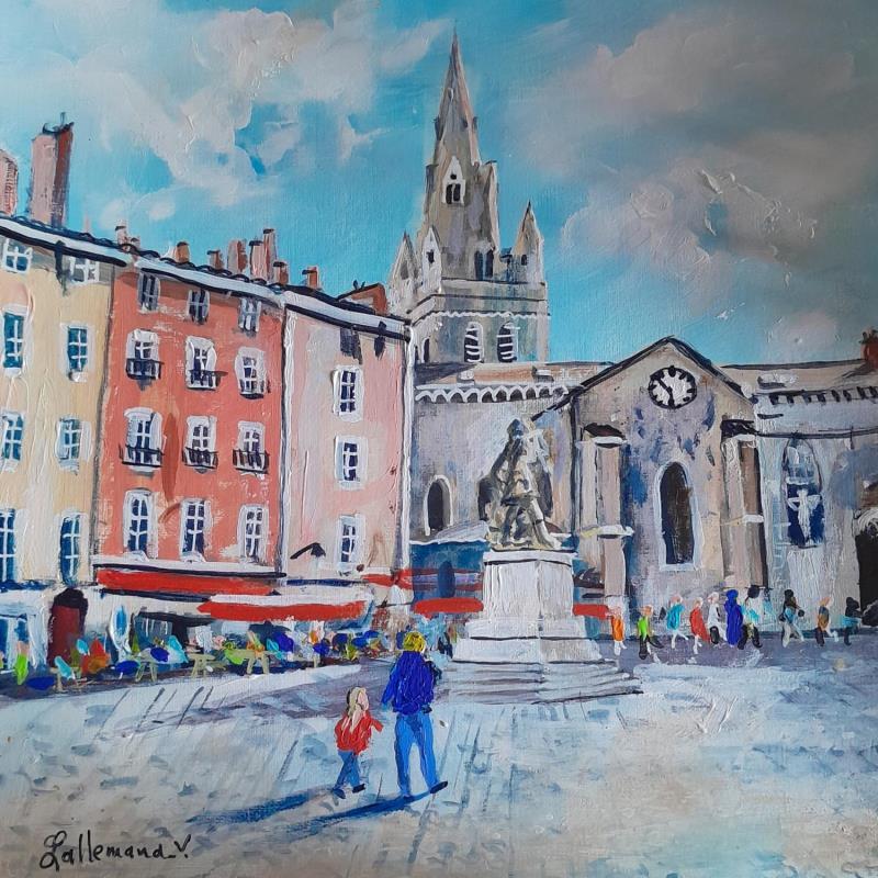 Painting Collégiale Saint André  by Lallemand Yves | Painting Figurative Urban Acrylic
