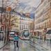 Peinture Centre ville Grenoble par Lallemand Yves | Tableau Figuratif Urbain Acrylique