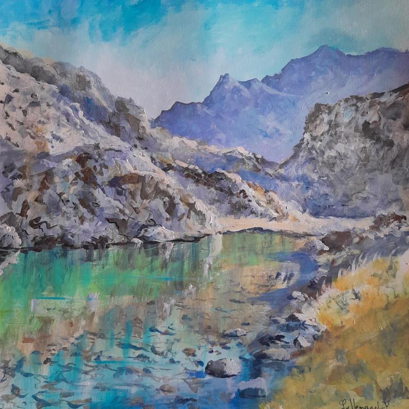 Painting Lac Merlat Belledonne by Lallemand Yves | Painting Figurative Urban Acrylic