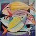 Painting AQ 29 Quatre poissons 2 by Burgi Roger | Painting Figurative Still-life Acrylic