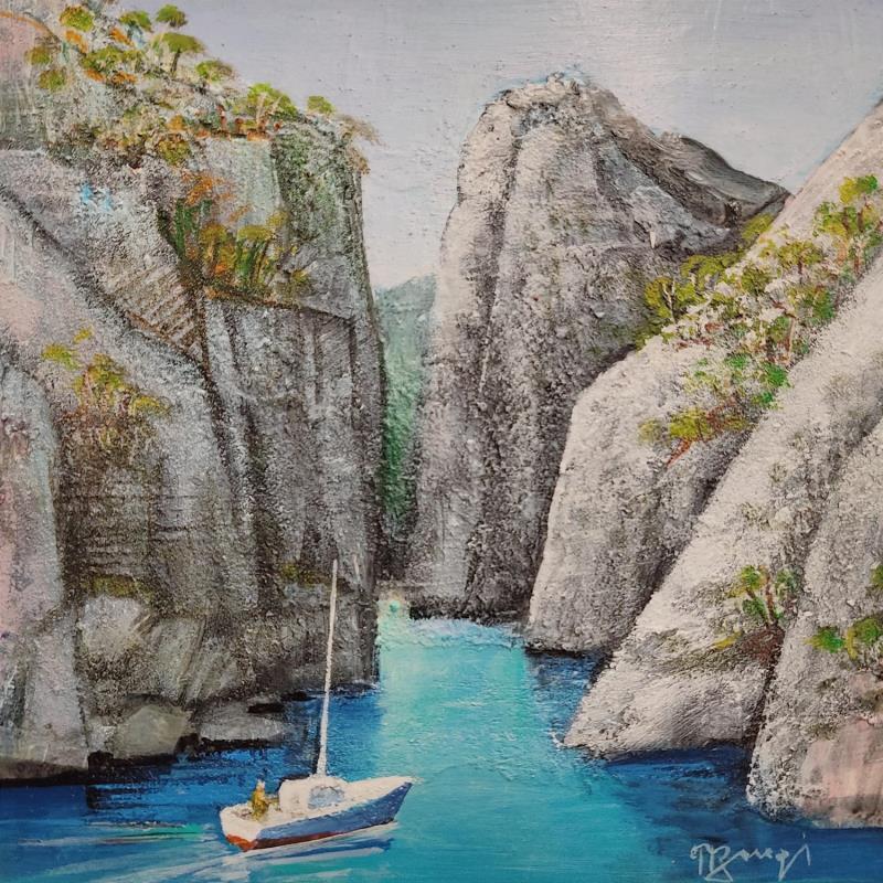 Painting AQ 38 La petite calanque by Burgi Roger | Painting Figurative Landscapes Marine Nature Acrylic