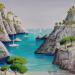 Painting AQ 40 Visite des calanques by Burgi Roger | Painting Figurative Marine Acrylic