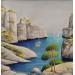 Peinture AQ 46 Calanque aux 3 bateaux par Burgi Roger | Tableau Figuratif Paysages Marine Nature Acrylique