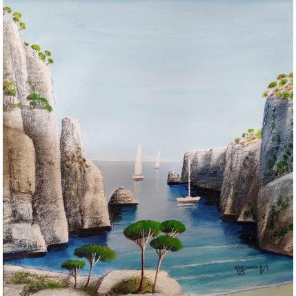 Painting AQ 47 Calanque aux pins by Burgi Roger | Painting Figurative Acrylic Landscapes, Marine, Nature