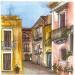 Gemälde Heure dorée dans une ruelle italienne von Sorokopud Angelina | Gemälde Realismus Urban Aquarell