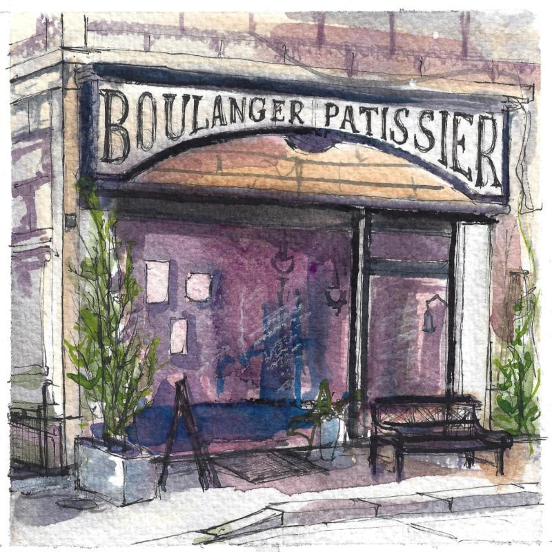 Painting Charmante boulangerie française by Sorokopud Angelina | Painting Realism Urban Watercolor