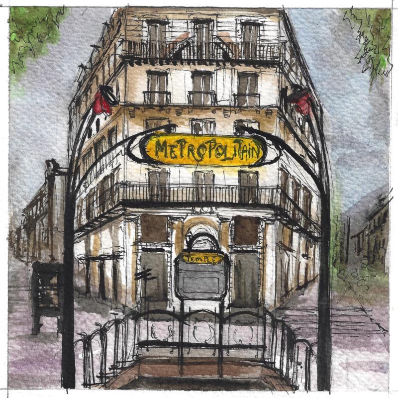 Painting Métro parisien by Sorokopud Angelina | Painting Realism Watercolor Urban