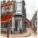 Peinture Un café à Amsterdam par Sorokopud Angelina | Tableau Réalisme Urbain Aquarelle