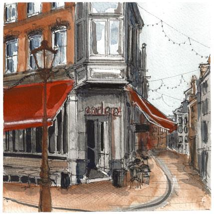 Peinture Un café à Amsterdam par Sorokopud Angelina | Tableau Réalisme Aquarelle Urbain