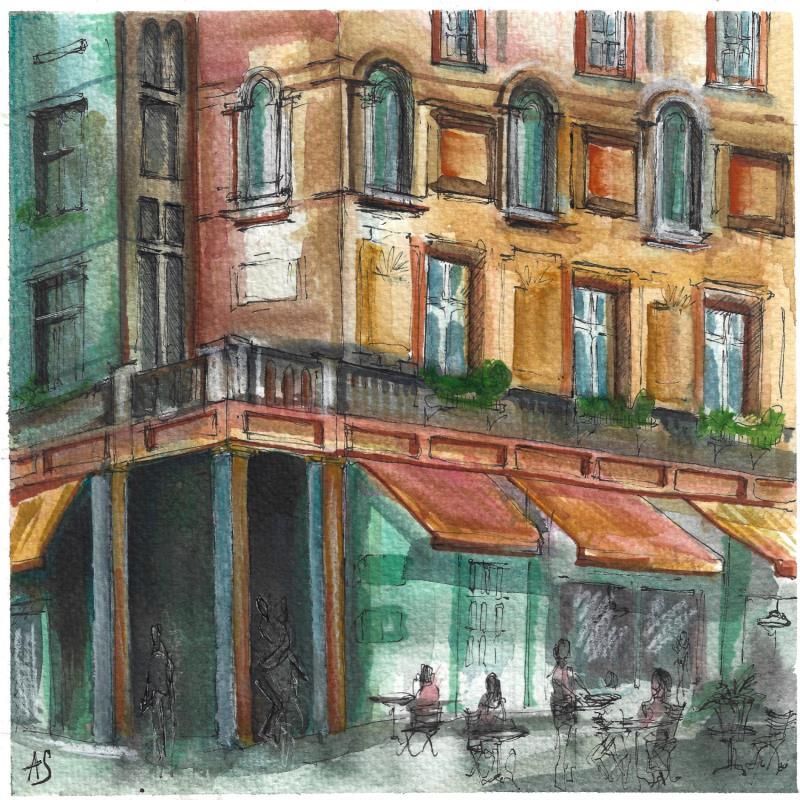 Painting Façades verdoyantes by Sorokopud Angelina | Painting Realism Urban Watercolor