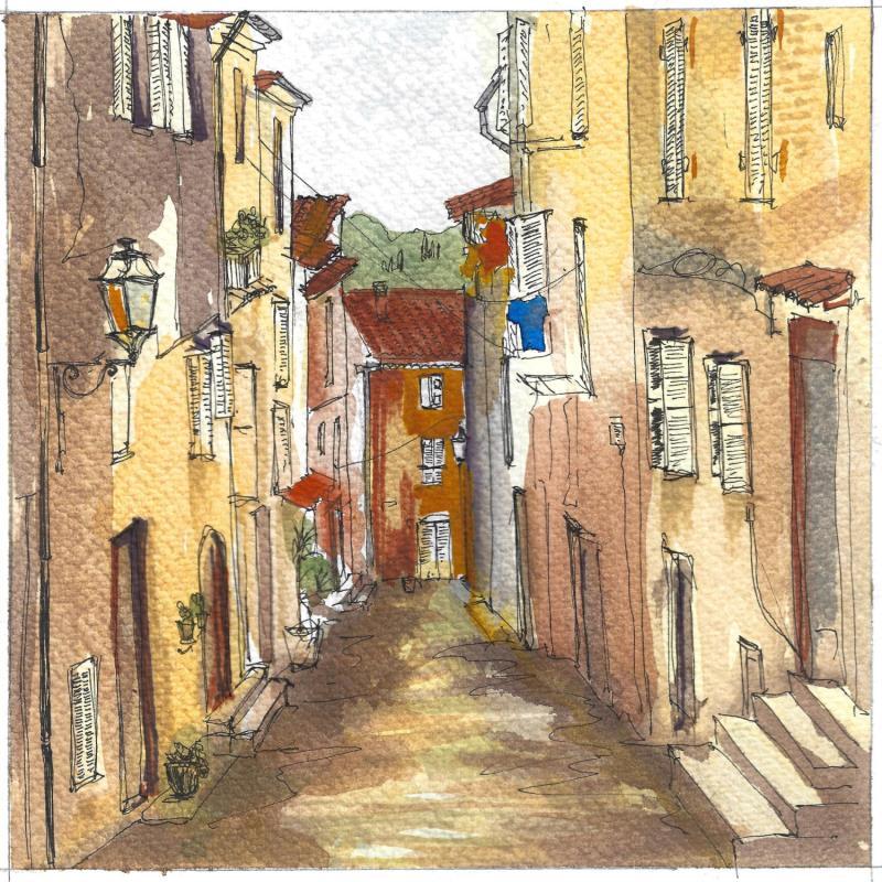 Painting Ruelle méditérranéenne by Sorokopud Angelina | Painting Realism Urban Watercolor