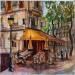 Peinture Café parisien au soleil par Sorokopud Angelina | Tableau Réalisme Urbain Aquarelle