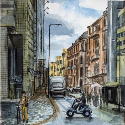 Peinture Checkpoint Charlie par Sorokopud Angelina | Tableau Réalisme Aquarelle Urbain