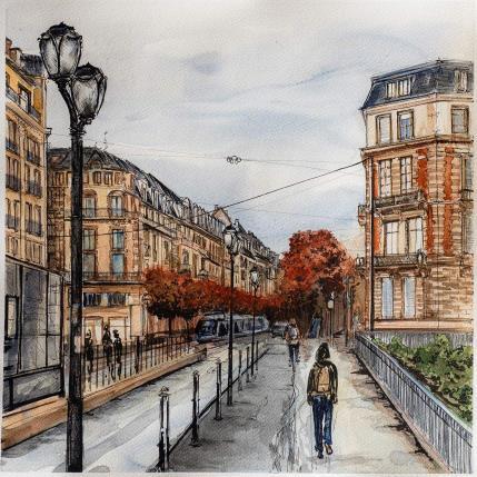 Peinture Strasbourg sous la pluie par Sorokopud Angelina | Tableau Réalisme Aquarelle Urbain