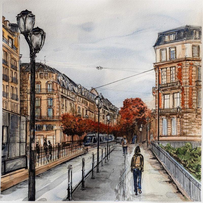 Painting Strasbourg sous la pluie by Sorokopud Angelina | Painting Realism Urban Watercolor