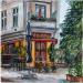 Gemälde Café berlinois à l'abris des regards von Sorokopud Angelina | Gemälde Realismus Urban Aquarell