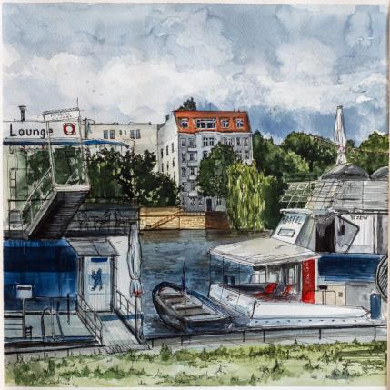 Painting Restaurants sur la Spree by Sorokopud Angelina | Painting Realism Watercolor Urban