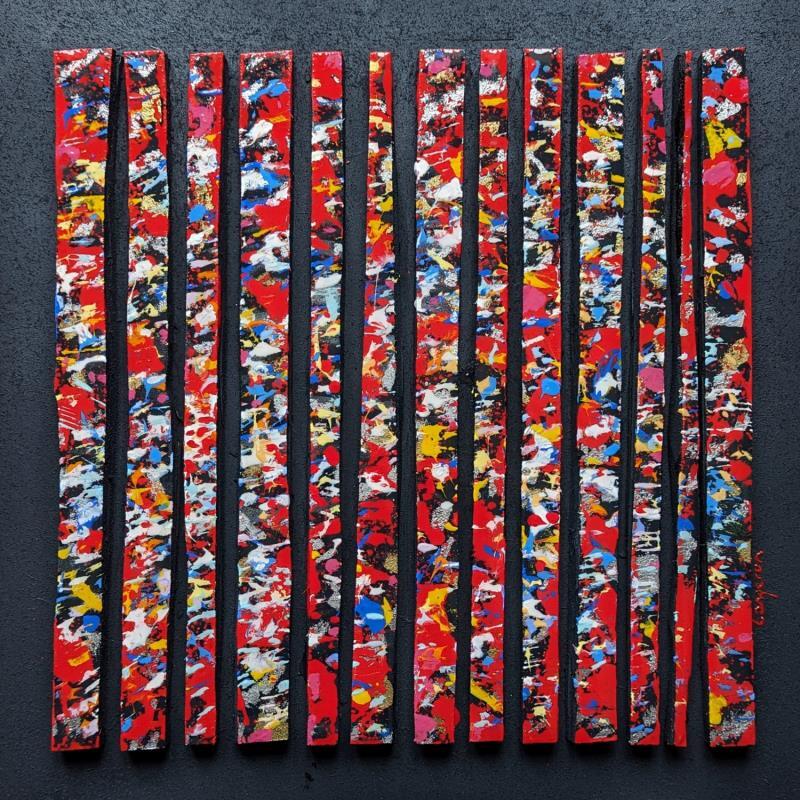 Painting Bc 13 touche rouge argent multi by Langeron Luc | Painting Subject matter Wood Acrylic Resin