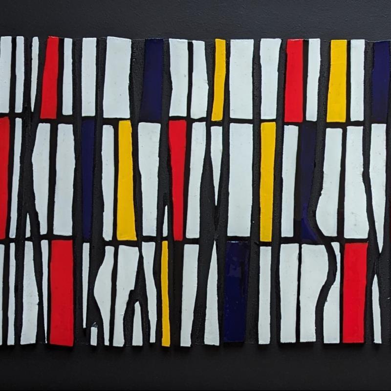 Painting Bc34 hommage mondrian by Langeron Luc | Painting Subject matter Wood Acrylic Resin