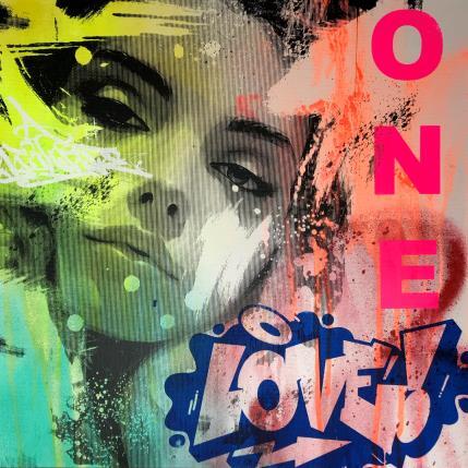 Painting One love by Maderno | Painting Street art Acrylic, Graffiti Portrait