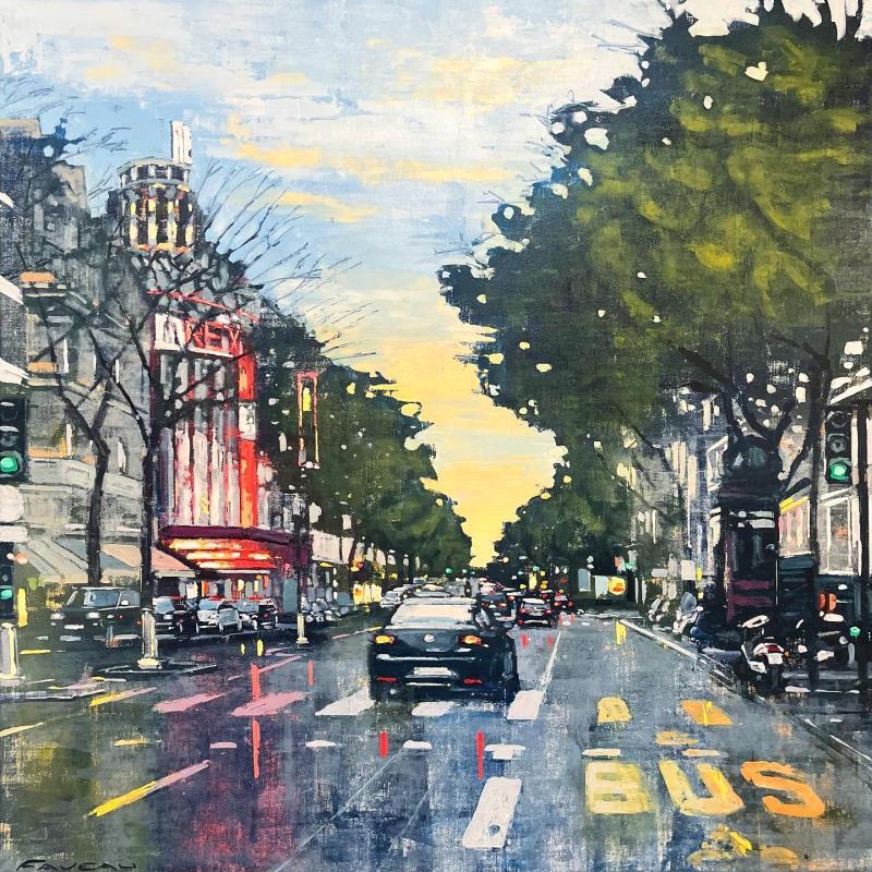 Painting Grands Boulevards by Faveau Adrien | Painting Figurative Urban Oil
