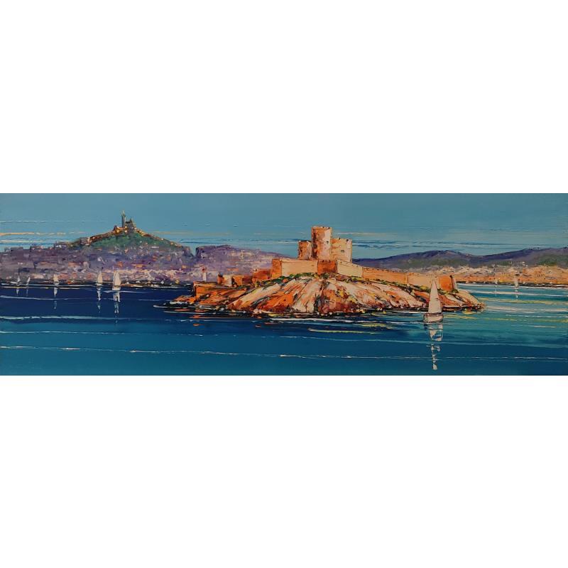 Painting La Rade de Marseille by Corbière Liisa | Painting Figurative Landscapes Marine Oil