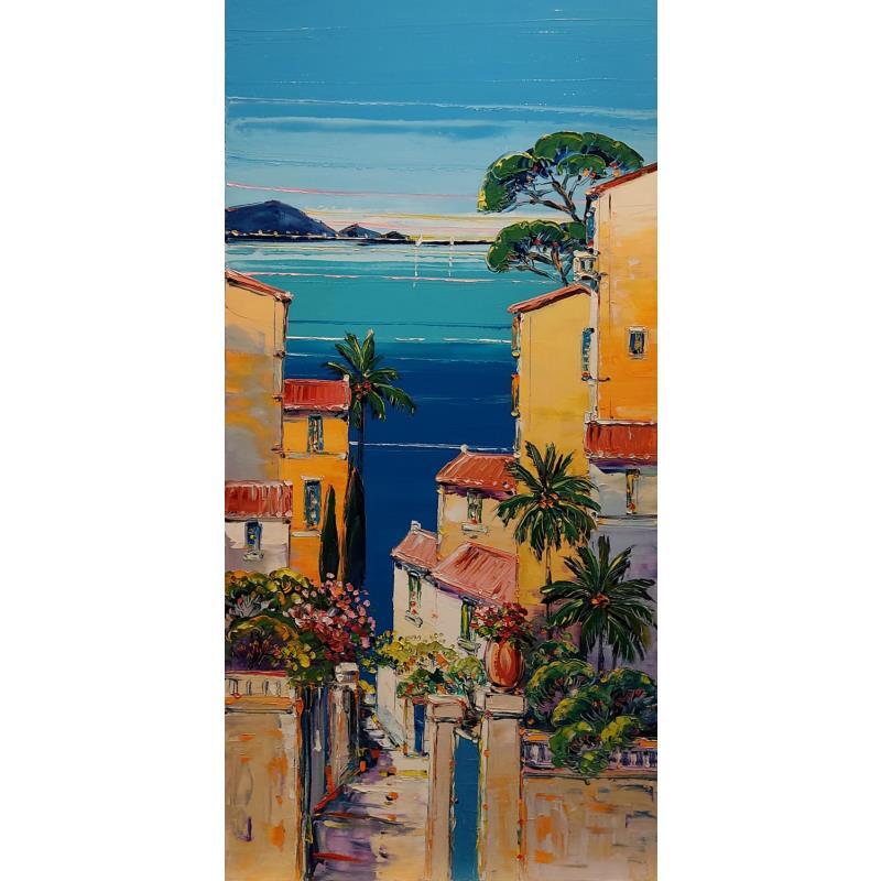 Peinture Rue vers mer, Marseille par Corbière Liisa | Tableau Figuratif Paysages Marine Huile