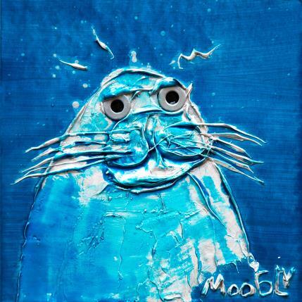 Painting Moustachus by Moogly | Painting Raw art Acrylic, Cardboard, Pigments, Resin Animals