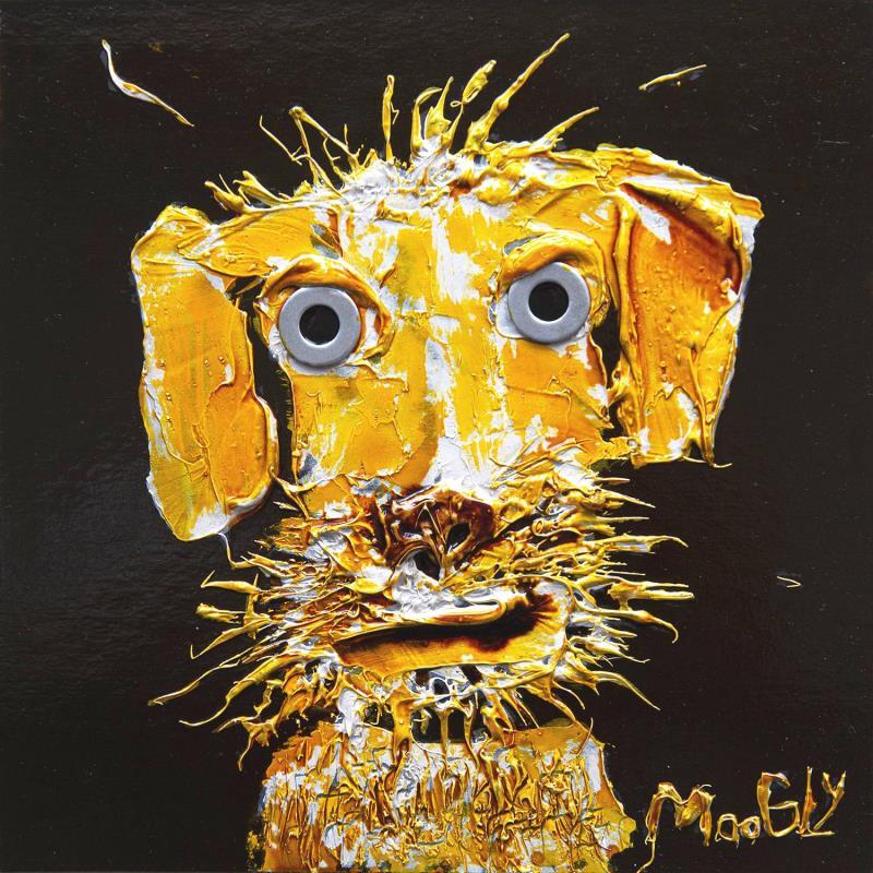 Painting Attentistus by Moogly | Painting Raw art Acrylic, Cardboard, Pigments, Resin Animals, Pop icons