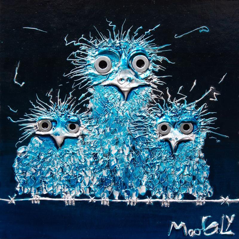 Painting Monoparentalus by Moogly | Painting Raw art Acrylic, Cardboard, Pigments, Resin Animals