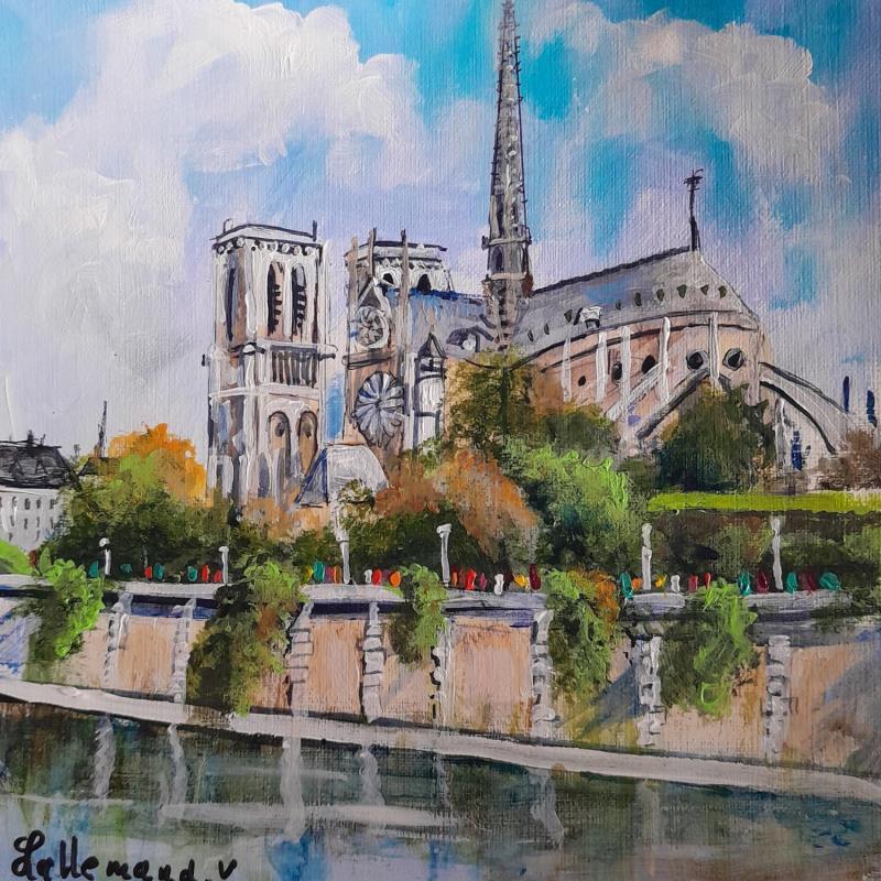 Peinture Notre Dame de Paris par Lallemand Yves | Tableau Figuratif Urbain Acrylique