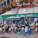 Painting Les Deux Magots by Lallemand Yves | Painting Figurative Urban Acrylic