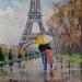 Peinture La Tour Eiffel en amoureux par Lallemand Yves | Tableau Figuratif Urbain Acrylique