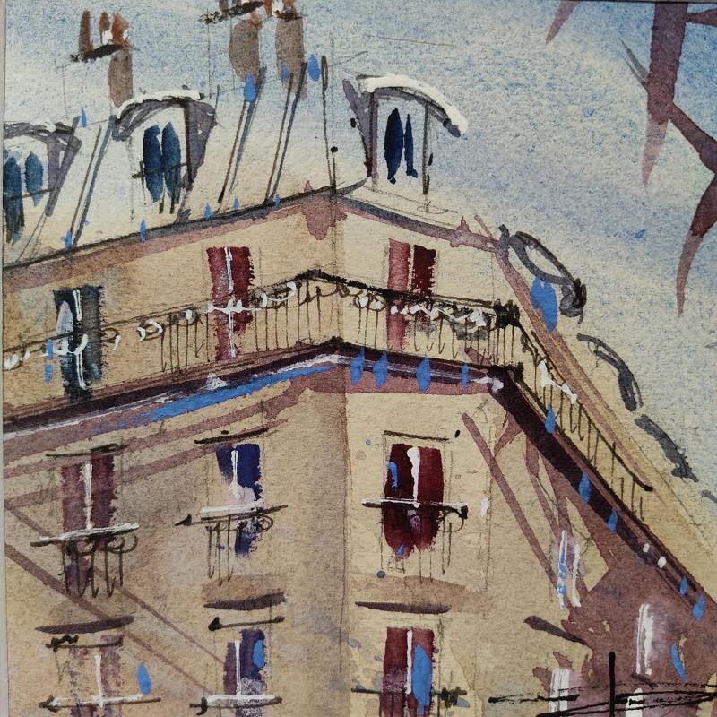 Gemälde Architecture parisienne von Bailly Kévin  | Gemälde Figurativ Urban Architektur Aquarell Tinte