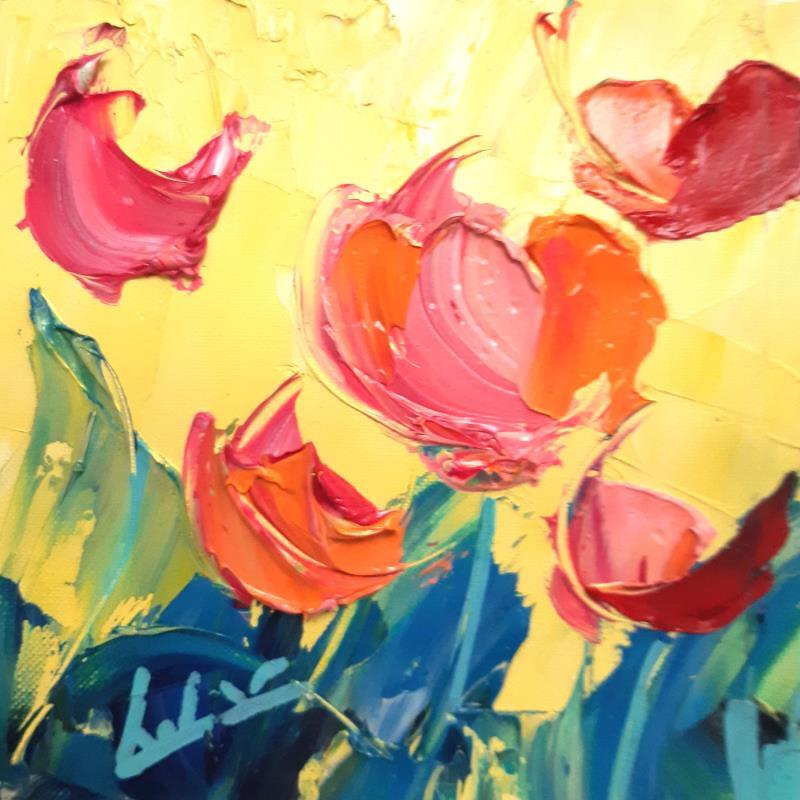 Gemälde LES ANGLES FLOWER von Laura Rose | Gemälde Figurativ Natur Öl