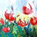 Peinture RED AND BLUE 090324 par Laura Rose | Tableau Figuratif Nature Huile