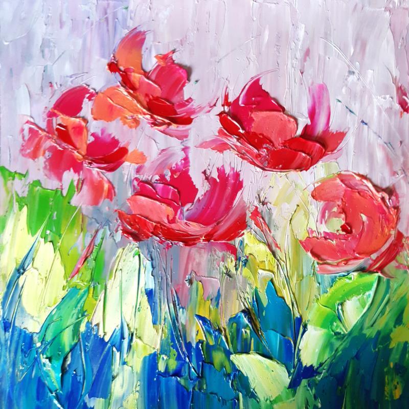 Painting VILOLETTE TULIPE by Laura Rose | Painting Figurative Oil Nature