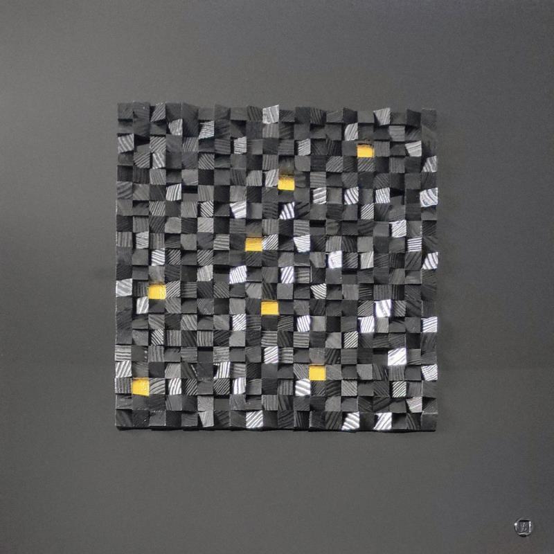 Painting Inner City by Bauquel Véronique | Painting Abstract Minimalist Wood Gluing Lacquer